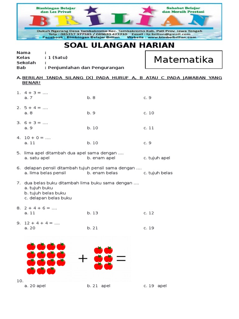 7 Rahasia Nilai Sempurna Latihan Soal Soal Kelas 2 SD Semester 1 Kurikulum 2013 Terbaru