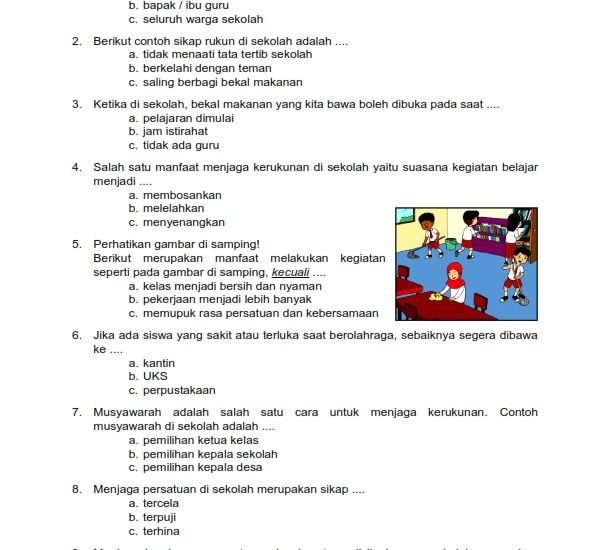7 Rahasia Nilai Tinggi Belajar Soal Tematik Kelas 2 Tema 1 Hidup Rukun di Sekolah