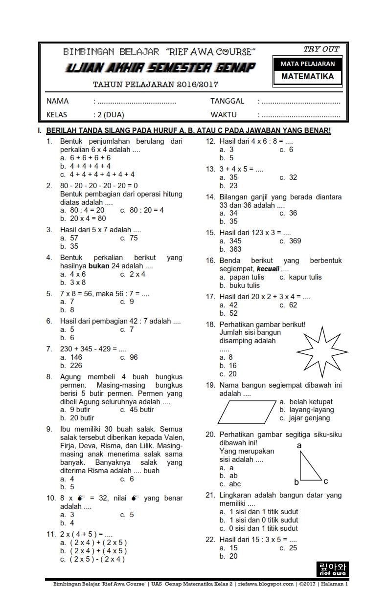 Download Soal Matematika Kelas 1 Sd Pdf Dalchaebi