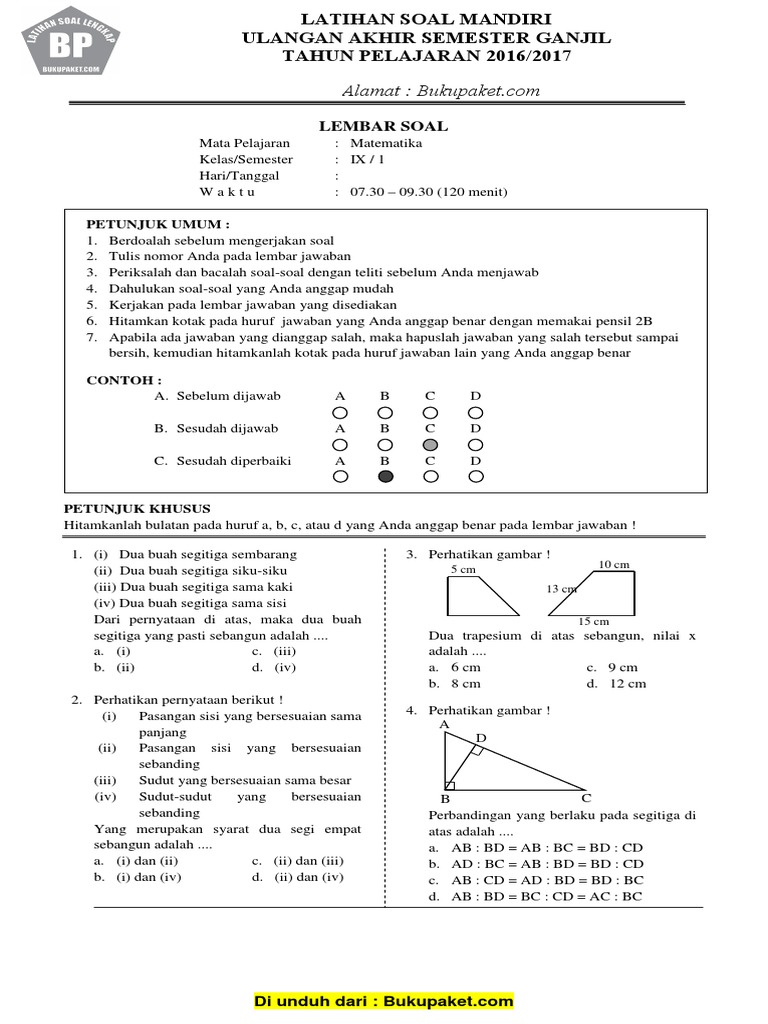 soal matematika kelas 11 semester 1