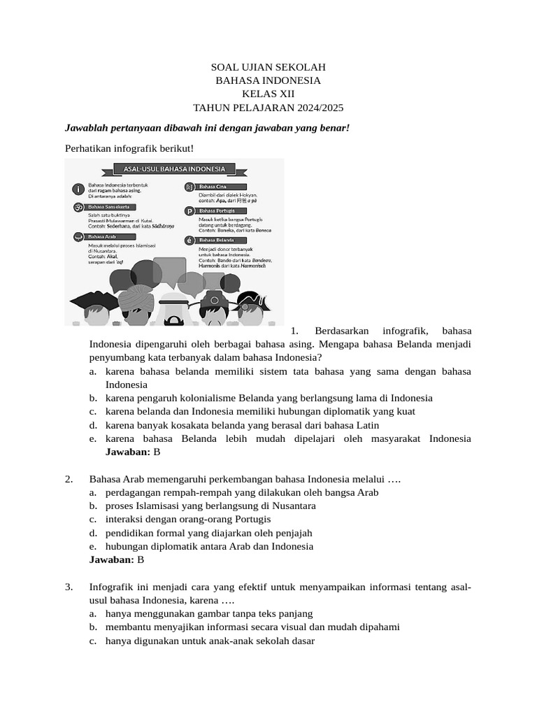 soal ujian bahasa indonesia kelas 12 semester 1