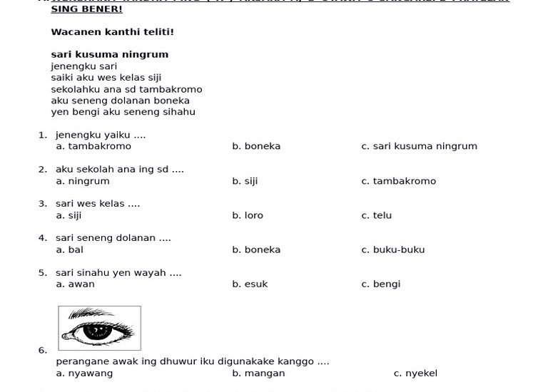 Ternyata Ini 15 Contoh Soal Bahasa Jawa Kelas 1 Semester 2 yang Paling Sering Diujikan