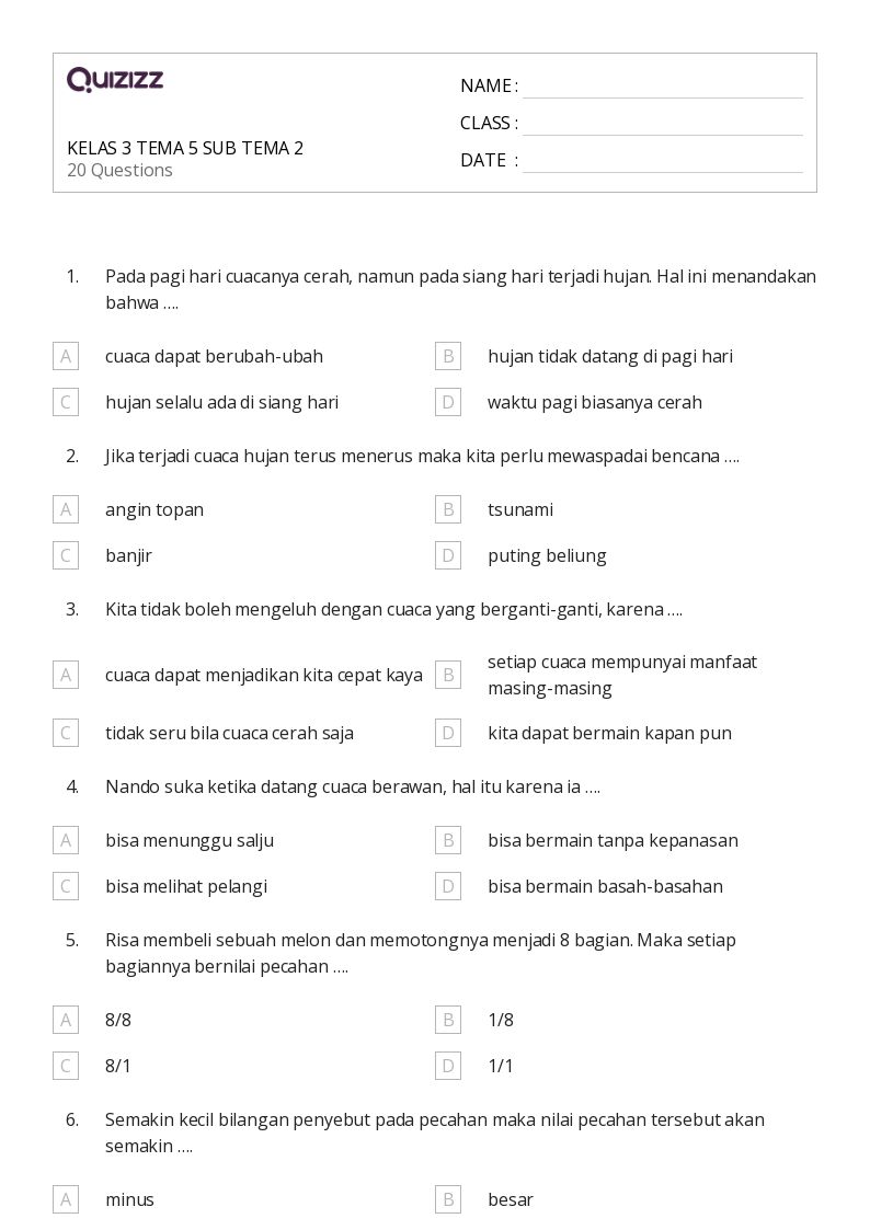 50 lembar kerja Bagan Penghitungan untuk Kelas 3 di Quizizz Gratis