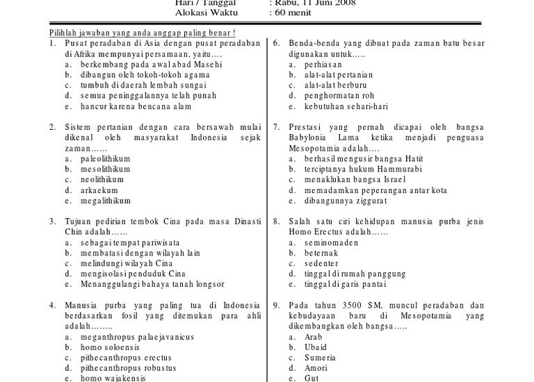 5 Contoh Soal Sejarah Kelas 10 Semester 2 yang Jarang Diketahui Ternyata Bisa Bongkar Hidden Curriculum