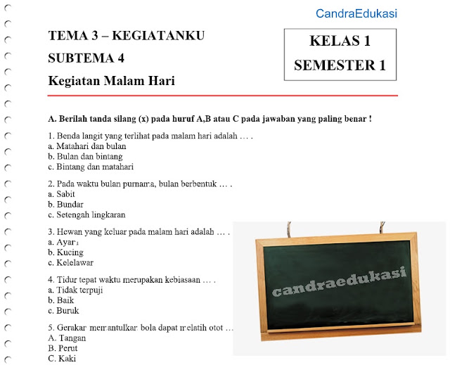Soal Tematik Kelas 1 Tema 3 Subtema 4 Semester 1 Soal Tematik Kelas 1 Tema 3 Subtema 4 Semester 1