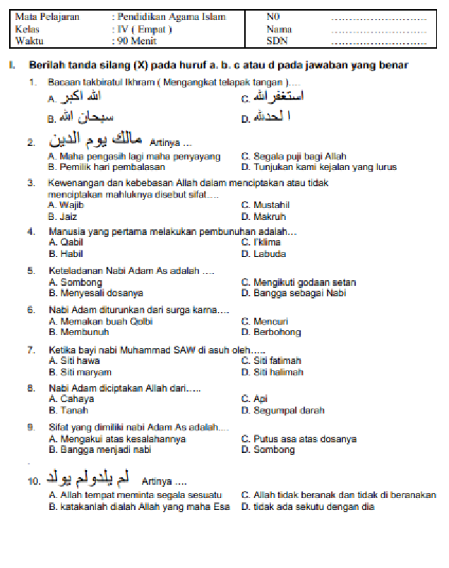 Download Soal UKK Agama Kelas 4 Tematik 2026, 35 Contoh Soal dan Jawaban Terbaru!