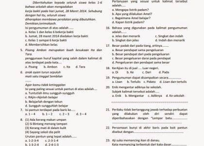 Ini Dia 5 Link Download Soal Ujian Nasional SD 2017 Kelas 4 yang Wajib Kamu Coba