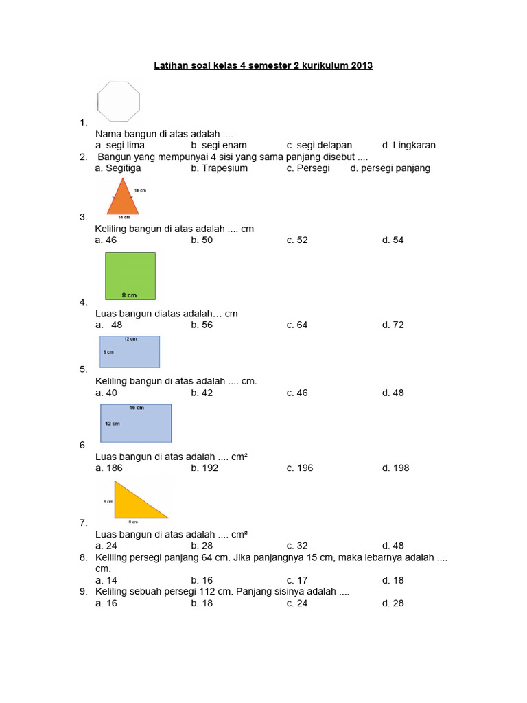 Soal Matematika Kelas 4 Semester 2 PDF Soal Matematika Kelas 4 Semester 2 PDF