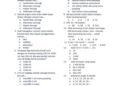 Akhirnya Tersedia Link Download Soal Ujian Semester Kelas 4 Semester 2 Kurikulum 2013 Lengkap dengan Kunci Jawaban