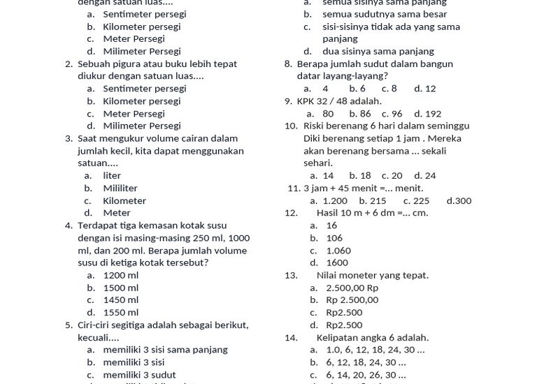 Akhirnya Tersedia Link Download Soal Ujian Semester Kelas 4 Semester 2 Kurikulum 2013 Lengkap dengan Kunci Jawaban