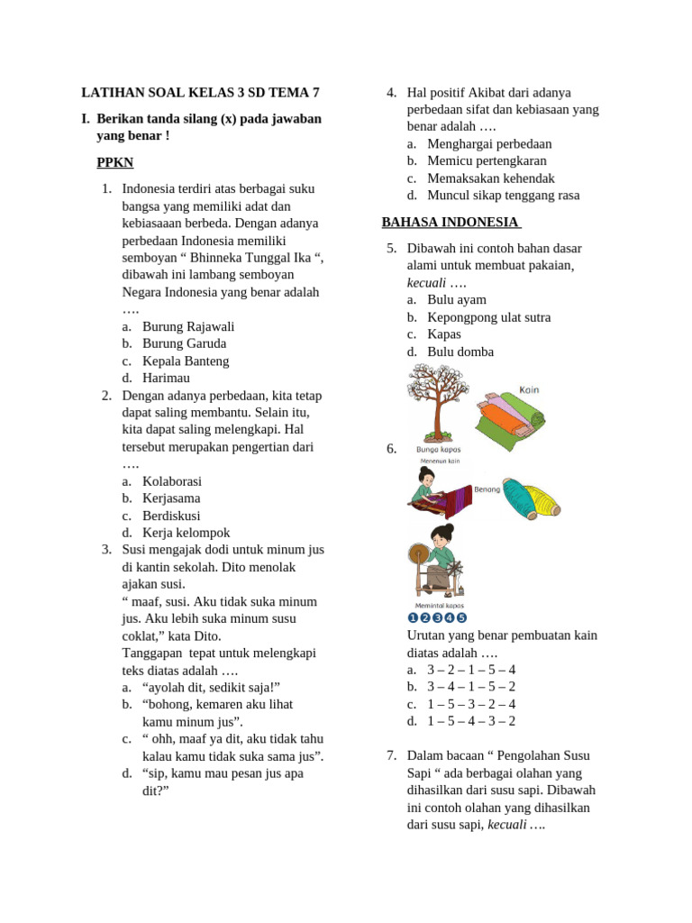 Latihan Soal Kelas 3 SD Tema 7 PDF