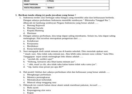 Contoh Soal Kelas 3 Tema 7 Terbaru 2026: 7 Pola Soal Ternyata Sering Keluar dan Wajib Kamu Latih Sekarang