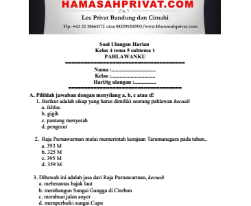 Download Soal UH Kelas 4 Tema 5 Subtema 2: Ternyata Ini Rahasia Nilai 100 yang Jarang Diketahui