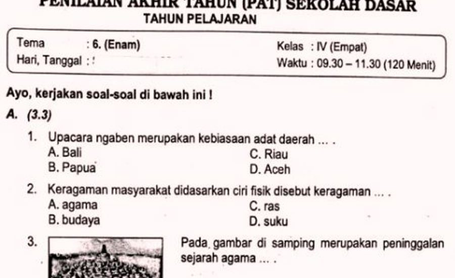 Download Soal UH Tema 6 Kelas 4 Ternyata Ada 91 Soal Sulingjar 2026 Paket Darurat Guru SD yang Wajib Diketahui
