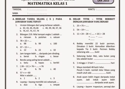 Download Soal Ujian Semester 1 Kelas 4 SD Kurikulum 2013 Lengkap dengan Lembar Kerja Siswa Siap Cetak