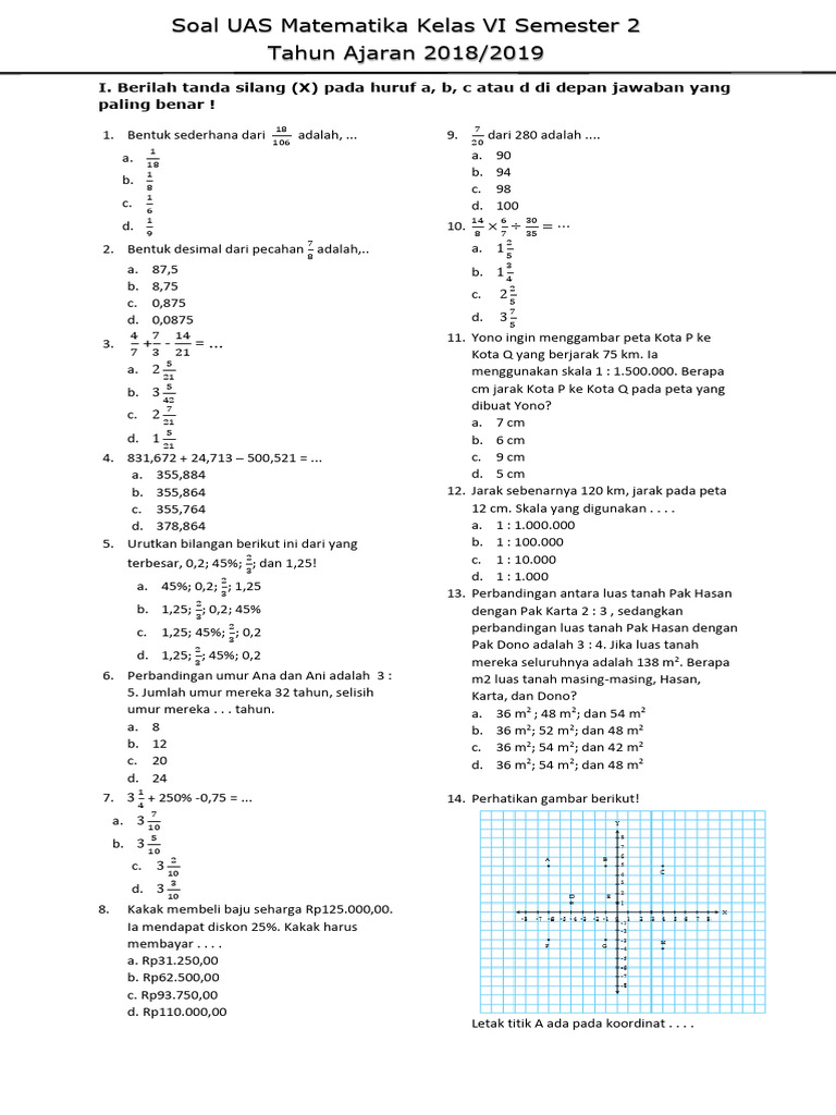 Soal Latihan Uas Kelas 6 Semester 2 Docx PDF Soal Latihan Uas Kelas 6 Semester 2 Docx PDF