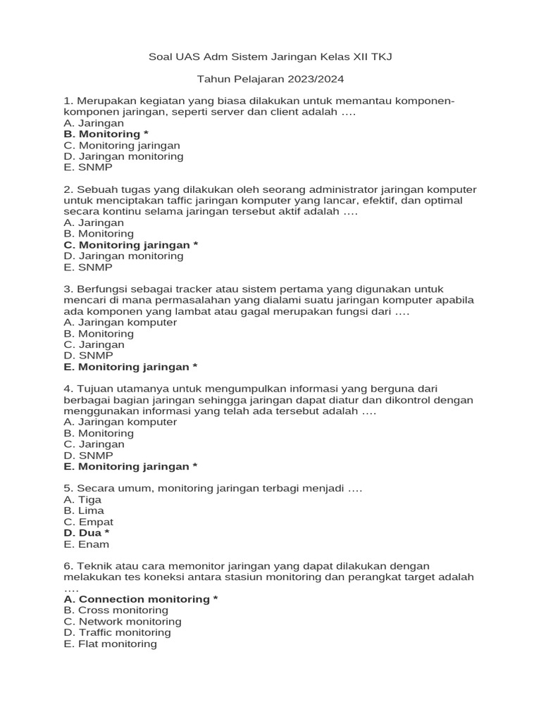Bocoran Soal Administrasi Sistem Jaringan Kelas 12 Semester 1 Ternyata Ini Kunci Lulusnya