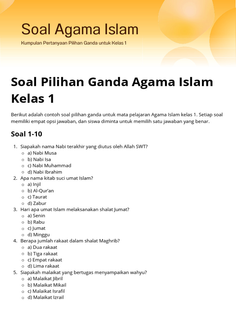Rahasia Cepat Pintar Jawab Soal Agama Islam Kelas 1 yang Wajib Diketahui Orang Tua