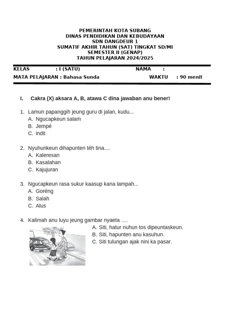 Rahasia Lulus Nilai Sempurna dengan Soal Bahasa Sunda Kelas 1 SD Semester 2 Kurikulum 2017