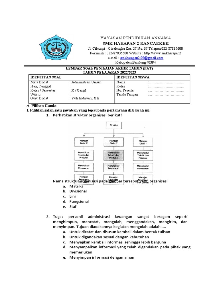 Rahasia Lulus Ujian dengan Kumpulan soal administrasi umum kelas 10 semester 1 kurikulum 2013 doc