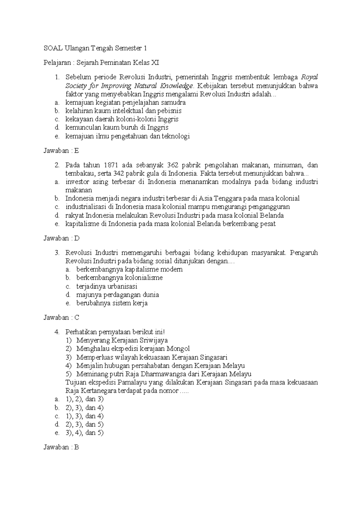 Wajib Tahu Kumpulan Soal UAS Sejarah Peminatan Kelas XI Semester 1 Agar Nilai Sempurna